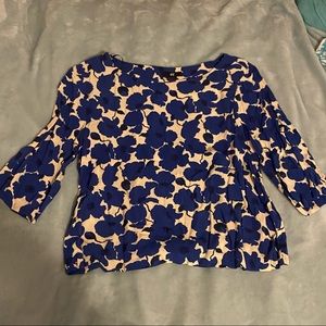 H&M 3/4 sleeve Blue and cream floral womens shirt